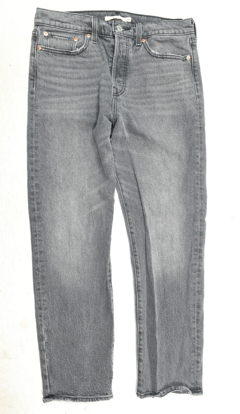 Levis Wedgie Straight Jeans Womens 29 Black Washed High Rise Slim Fit Button-Fly